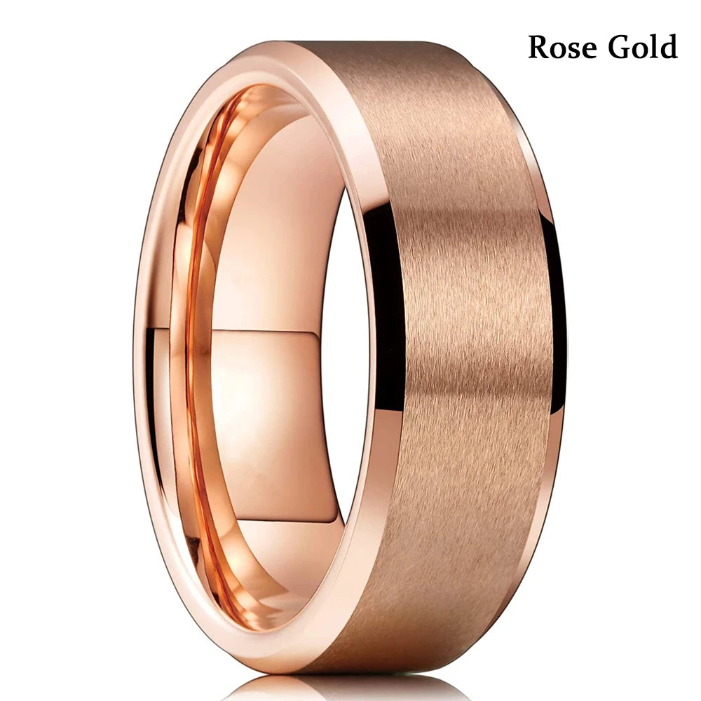 Rings | 8mm | Titanium Steel | Unisex Silver Matte Brushed Wedding Band