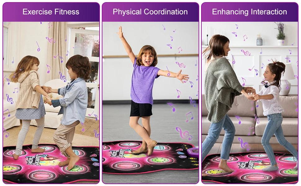 Bluetooth Dance Mat for Kids - 27 Levels, 6 LED Keys, Interactive Music Game Toy for Ages 3-8