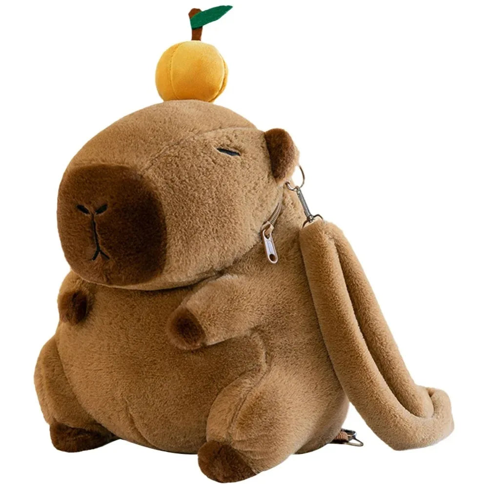 Cute Capybara Plush Backpack for Kids Soft Fur Adorable