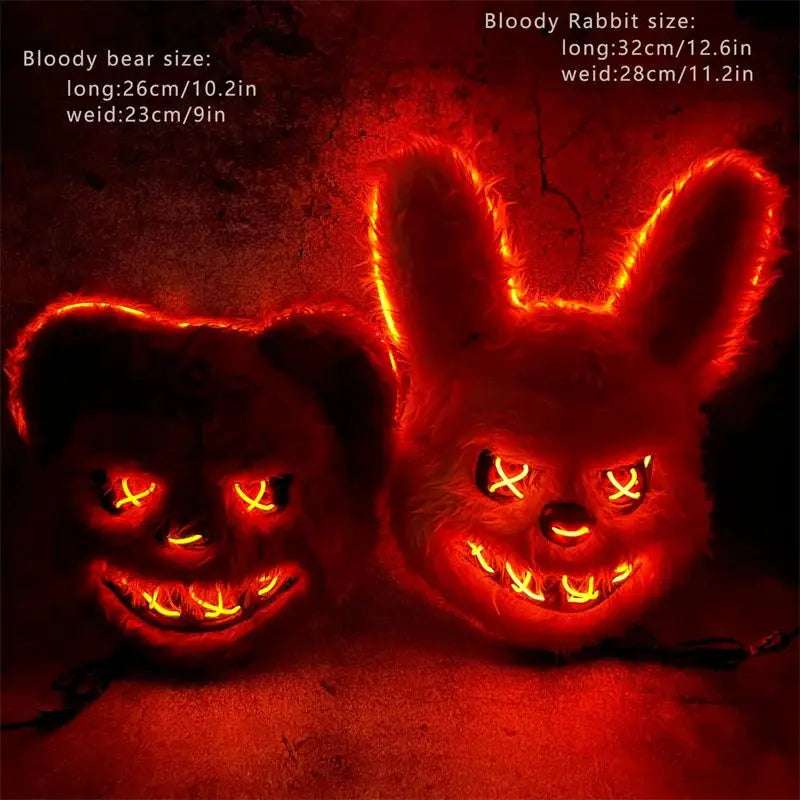Bunny Mask Masquerade LED Rabbit Bear Mask Glowing Halloween Party,Mask For Carnival Cosplay Props Party without batteries - ToylandEU