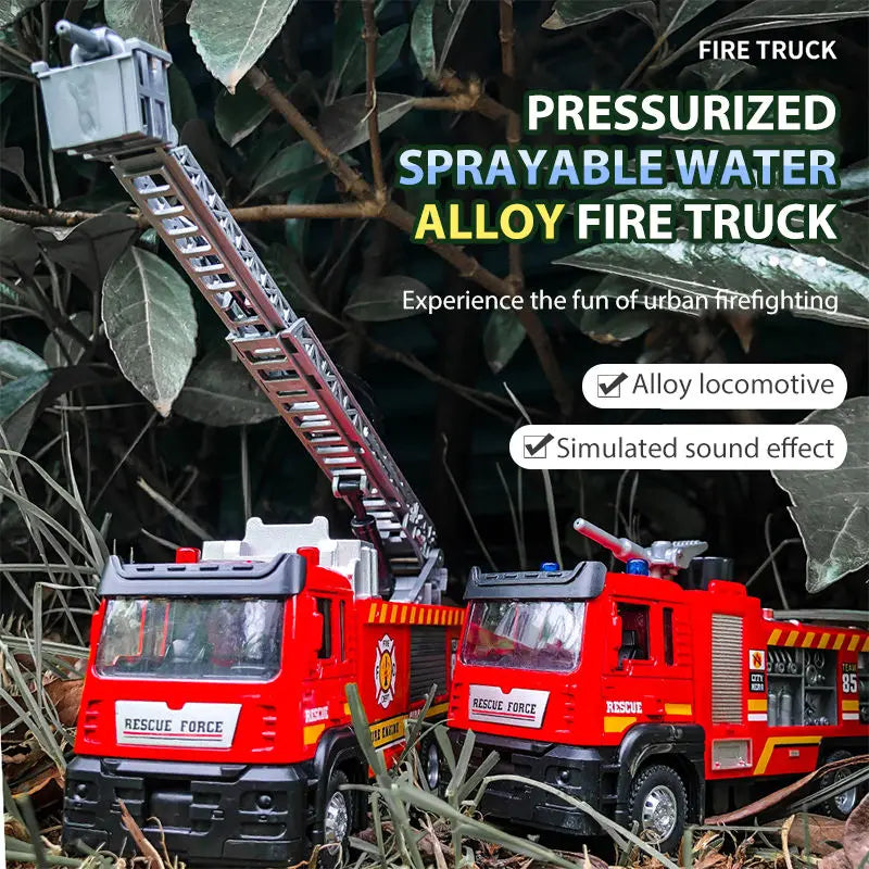 Alloy Fire Truck with Water-Spraying Sound and Light ToylandEU.com Toyland EU