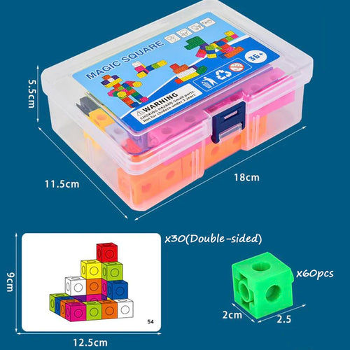 Montessori Rainbow Link Cubes Math Toys Activity Snap Blocks Stacking ToylandEU.com Toyland EU