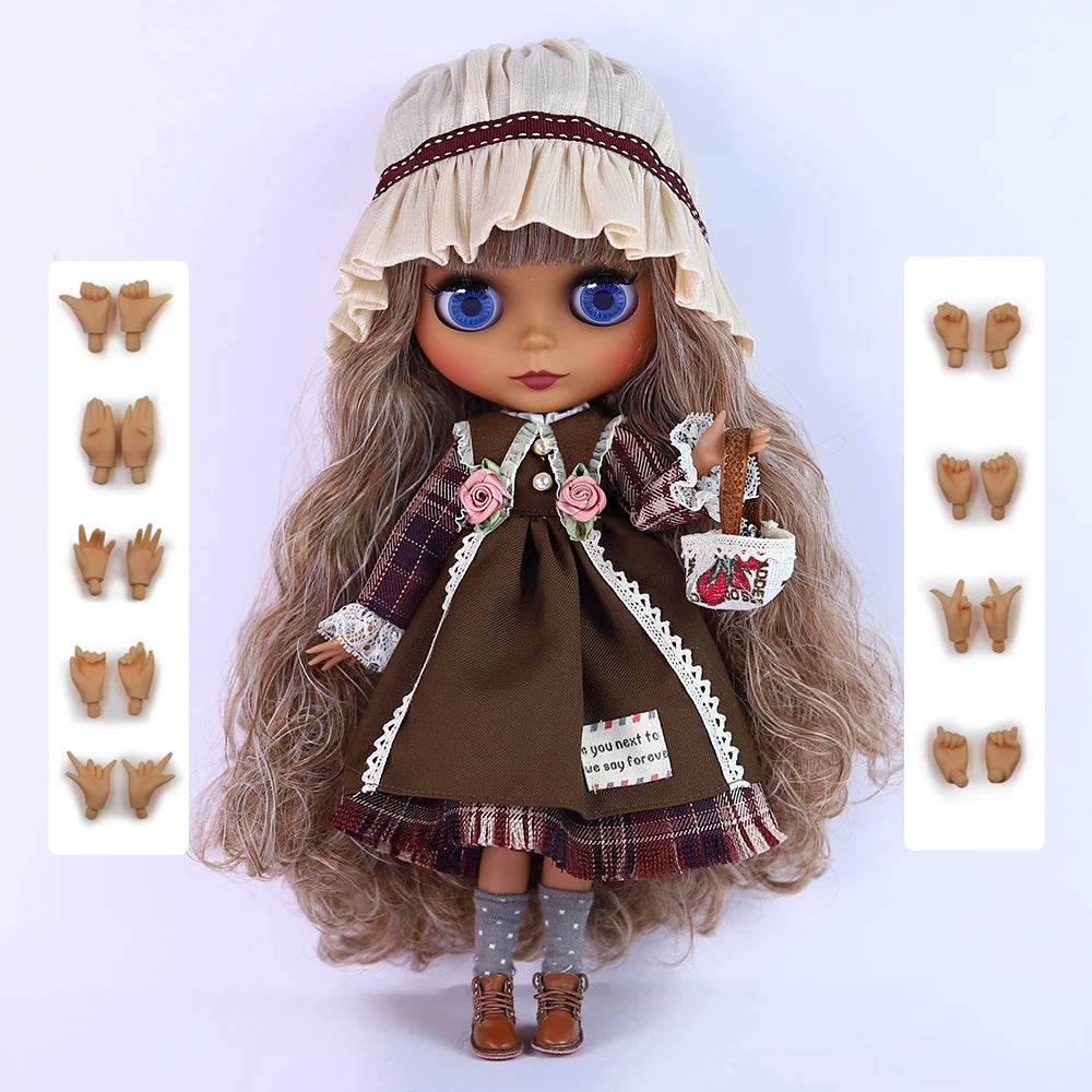 ICY DBS Blyth Doll 1/6 Joint 30cm Black Skin Matte Face Fashion Set Doll BJD Toy Gift - ToylandEU
