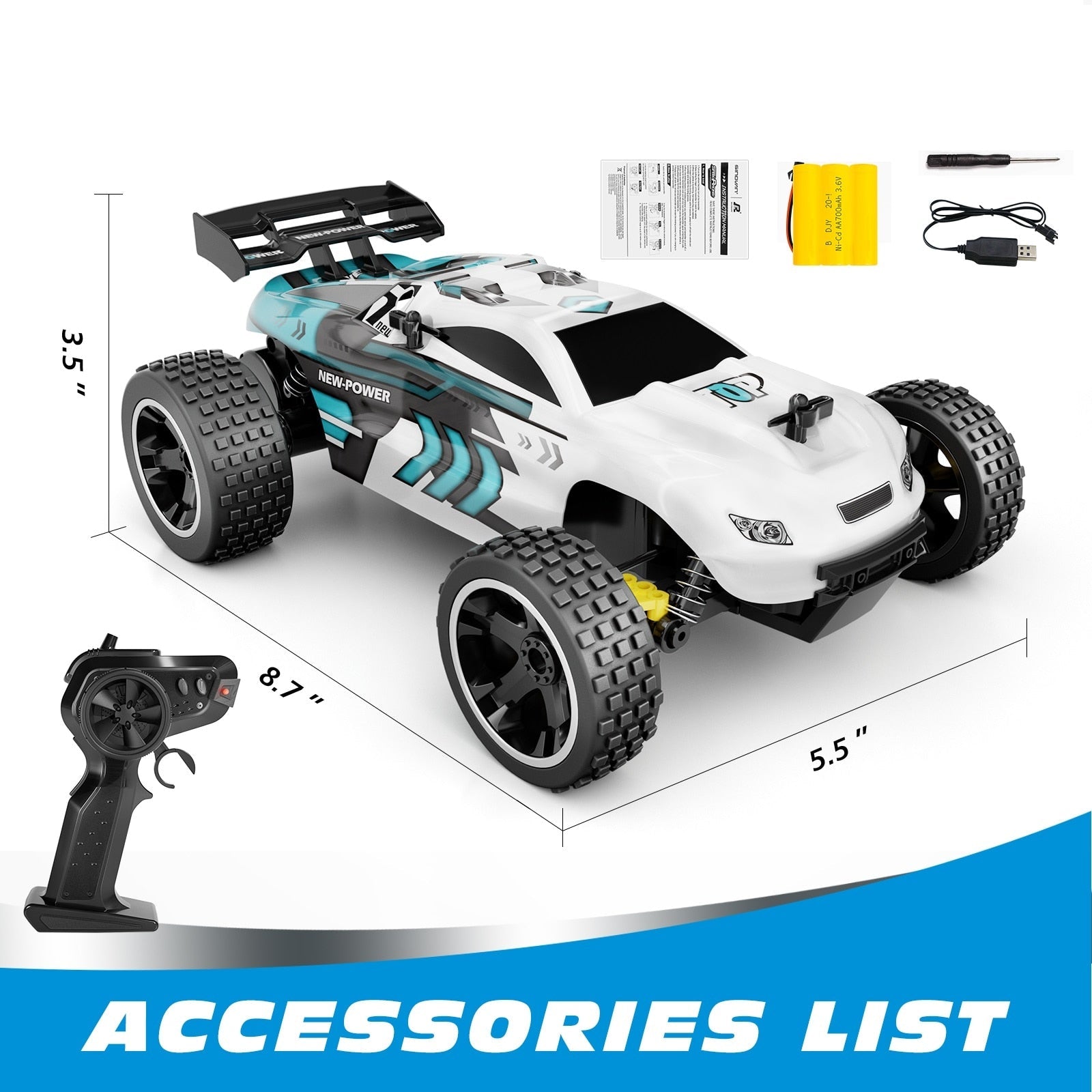 RC Car Remote Control Buggy for Kids, 1:18 Scale Off Road Racing Car, 2.4GHz, 20 Mins Playtime - Gifts for Children - ToylandEU