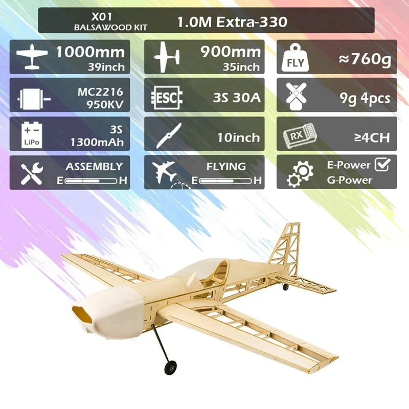 RC Wood Airplane Kit Extra330 Frame Without Cover - ToylandEU