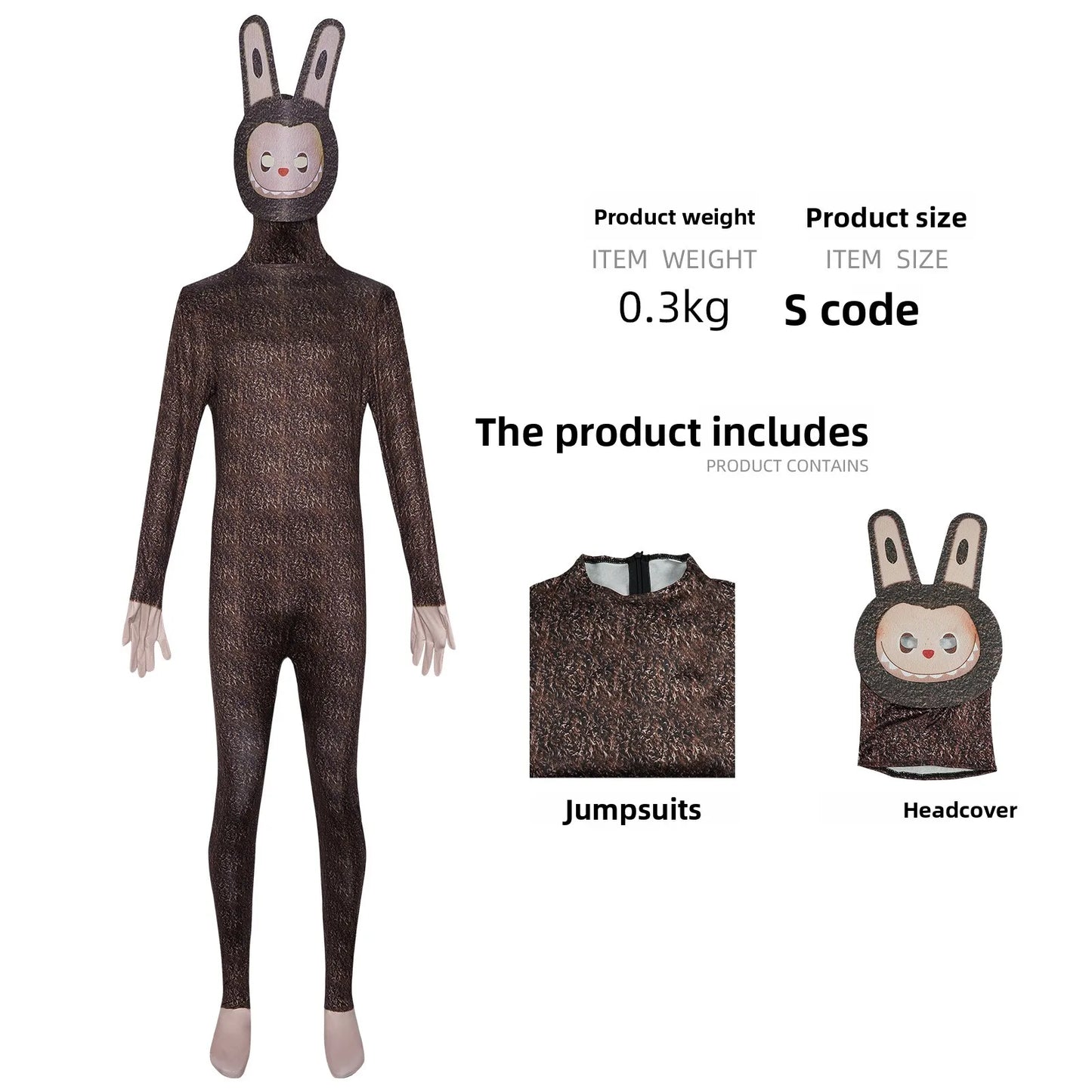 Labubu Costume | Cosplay Jumpsuit with Mask | Adult & Kids