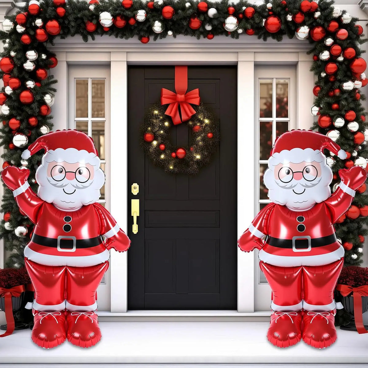 Santa Claus Balloon | 61 Inch Giant | Standing With Base | 2 Pack Decor