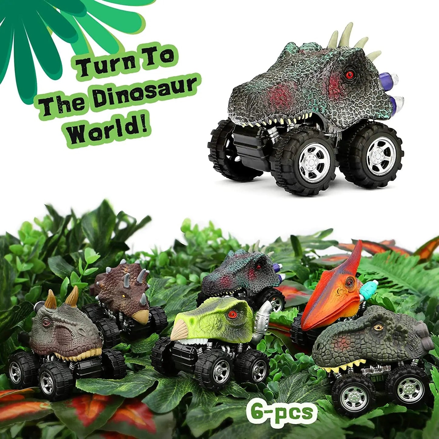 Dinosaur Toys Pull Back Cars Mini Monster Truck Car Toy Set for Kids Toyland EU