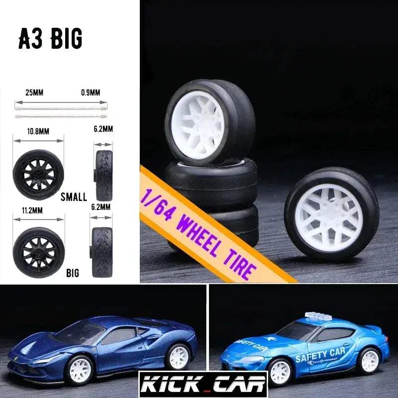 1/64 Scale Model Car Wheels With Rubber Tires Detail Up - ToylandEU