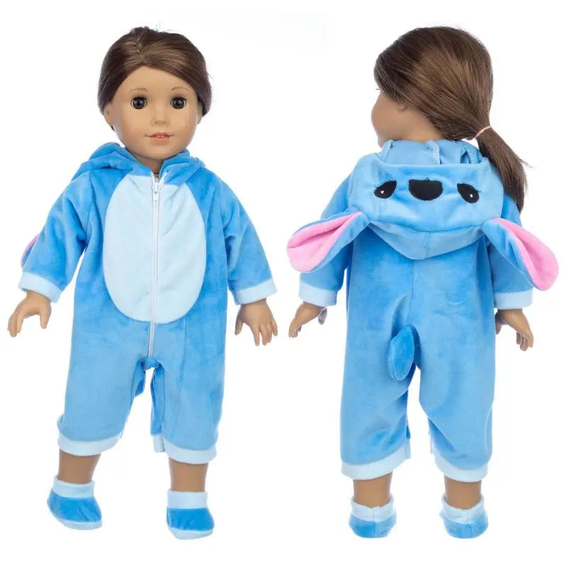 Cozy Animal Pajamas For 18 Inch American Girl Doll