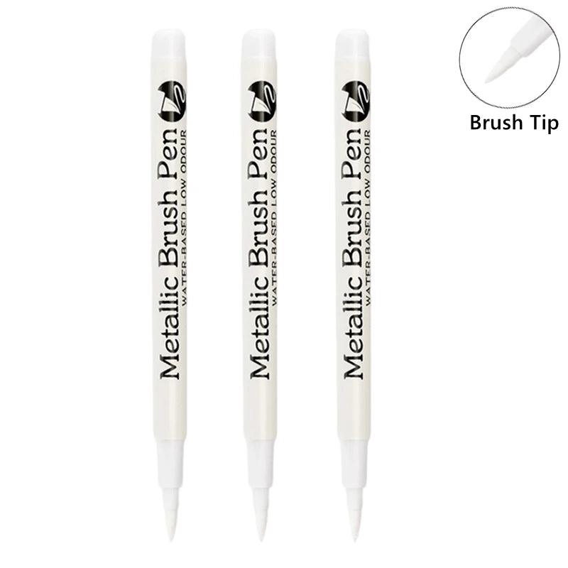 Metallic Paint Pens | Brush Tip Nib | Non Erasable Ink | 1 To 50 Pack