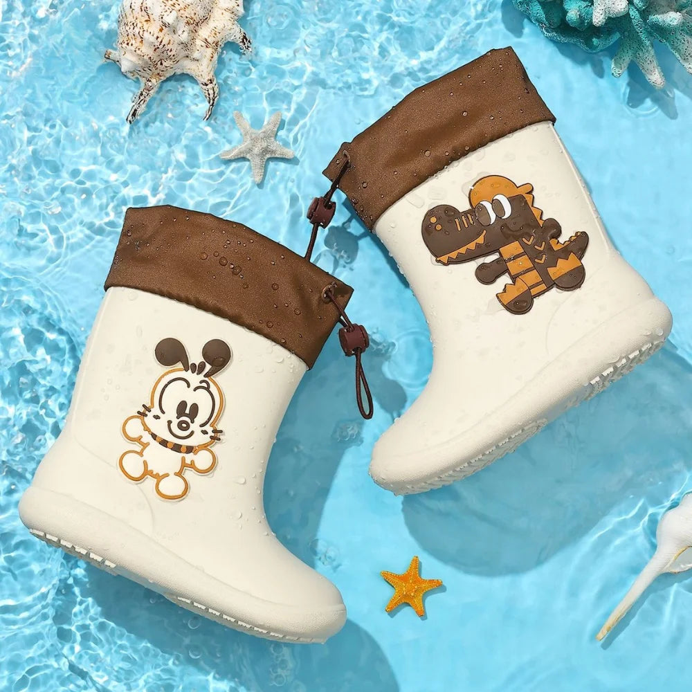 Kids Rain Boots | Non Slip Grip | Hook And Loop Closure | Ages 4 To 6