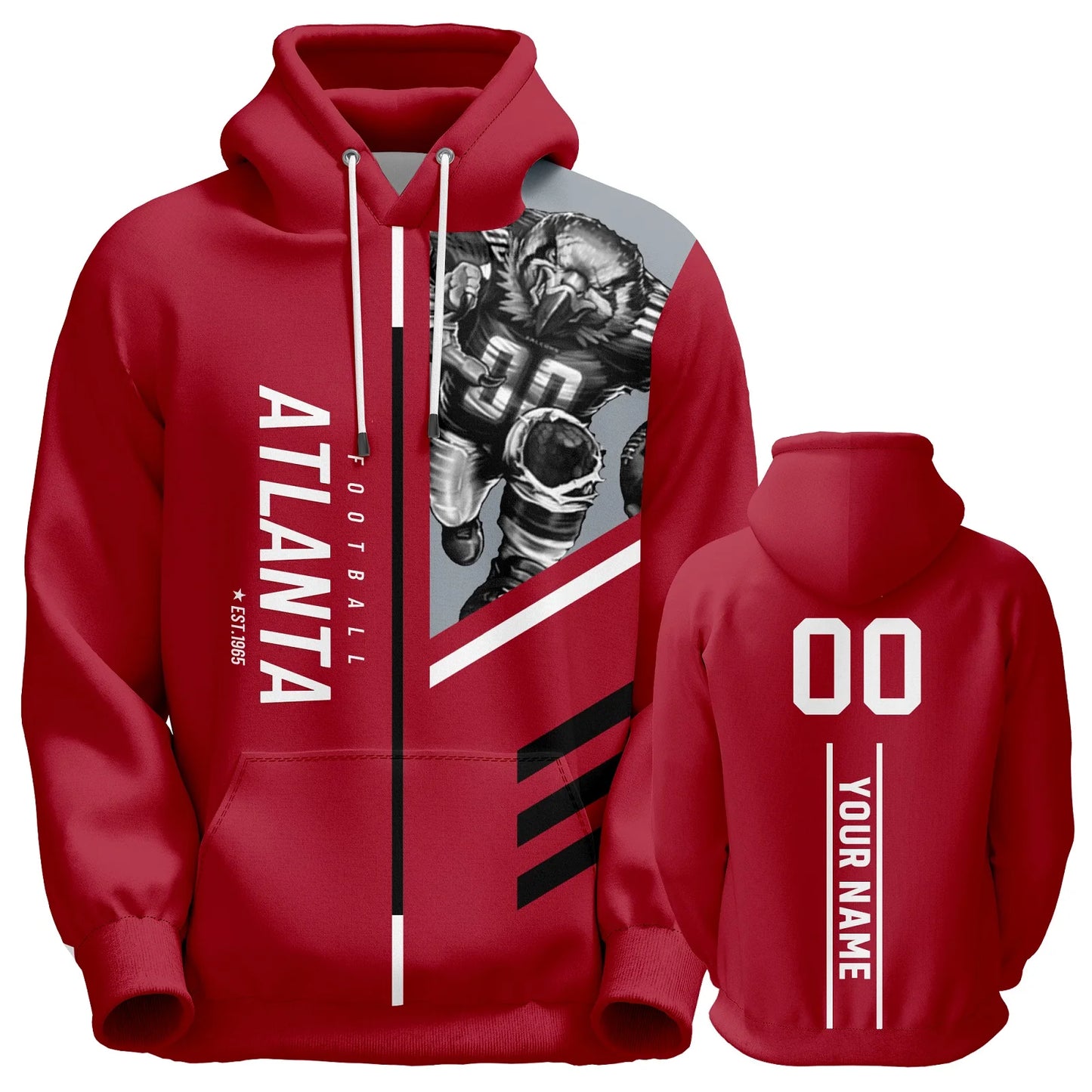 Personalized Atlanta Football Hoodies for Men, Women, and Youth - Custom Name & Number Sweatshirts for Fans