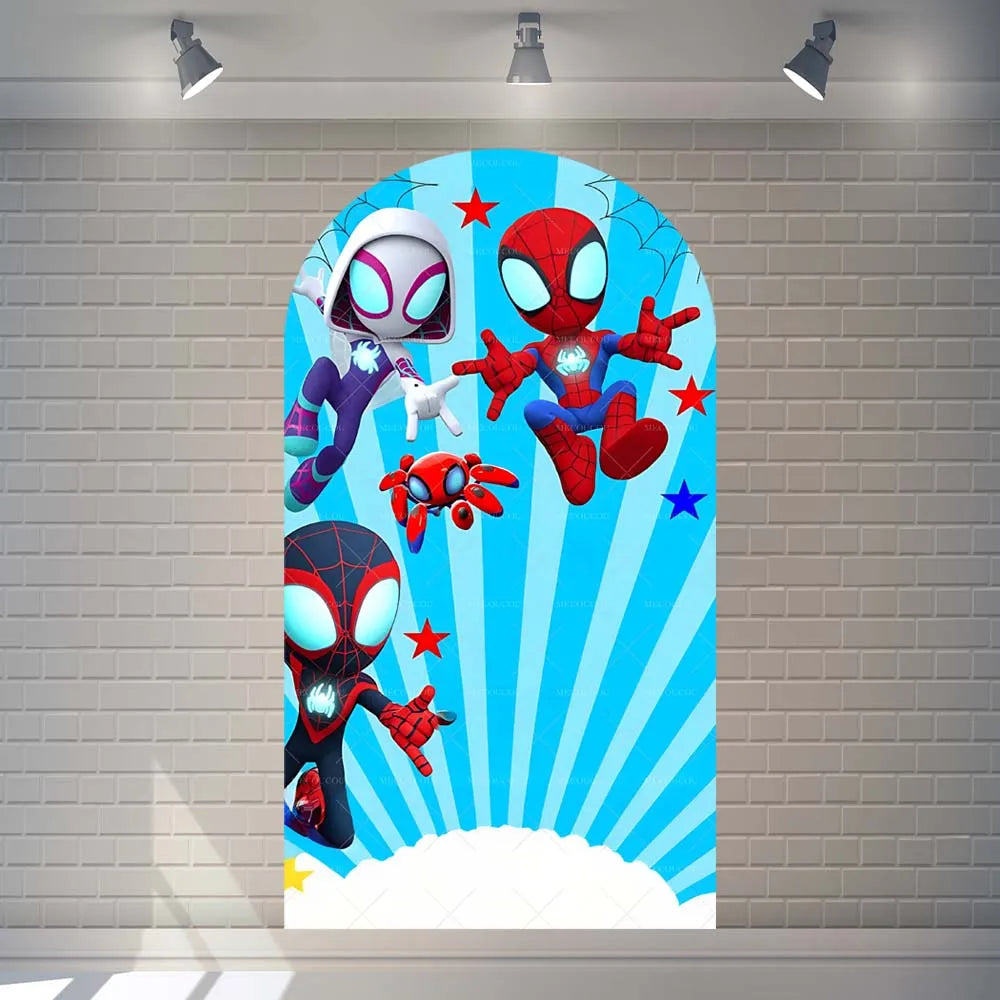 Photography Backdrop | Spider Man Theme | Polyester Fabric | Custom Name And Age