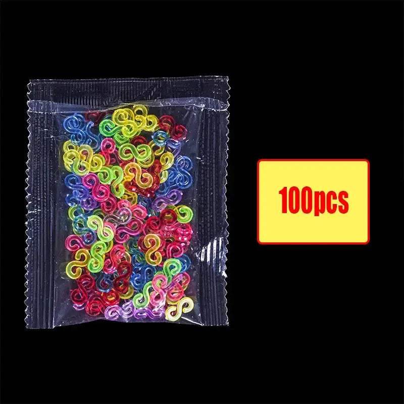 600Pcs New ColorTransparent Fluorescence Glow Bracelets Making Supplies DIY Rubber Loom Bands Wrist Necklaces Child Party Toys - ToylandEU