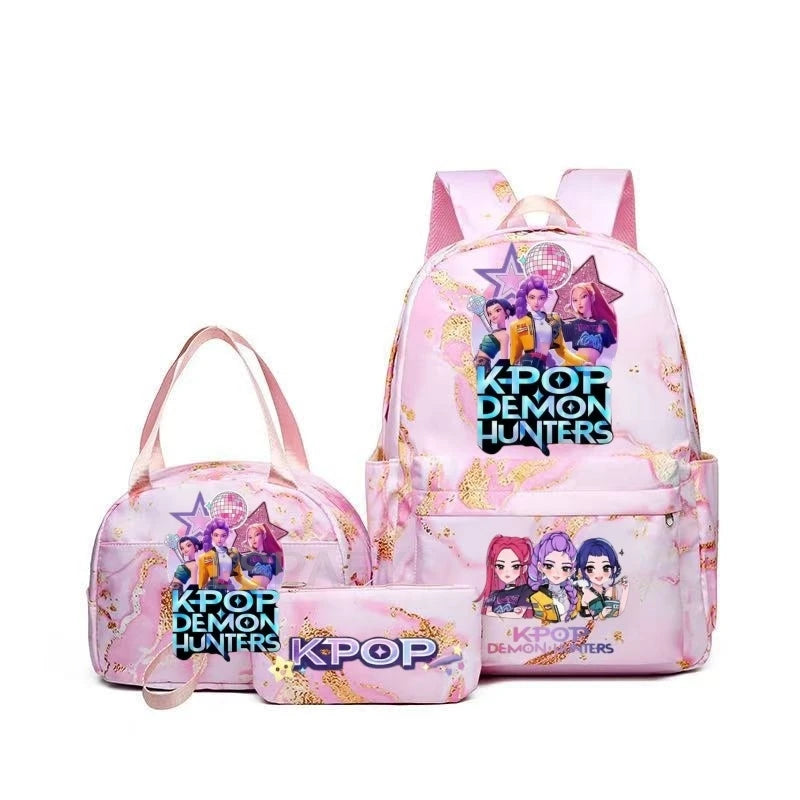 Pink Demon Hunter Backpack For Teens With Durable School Bag