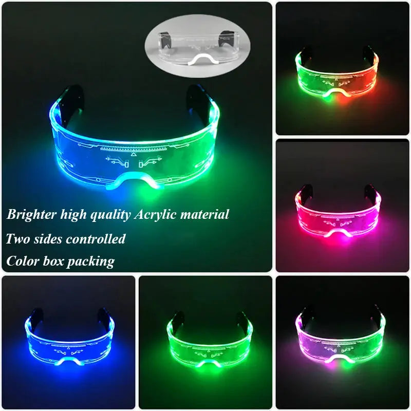 Luminous Glasses 7 Colors and 4 Modes Cyberpunk Glasses Futuristic Sunglasses rave Accesories for man women cospaly supplies - ToylandEU