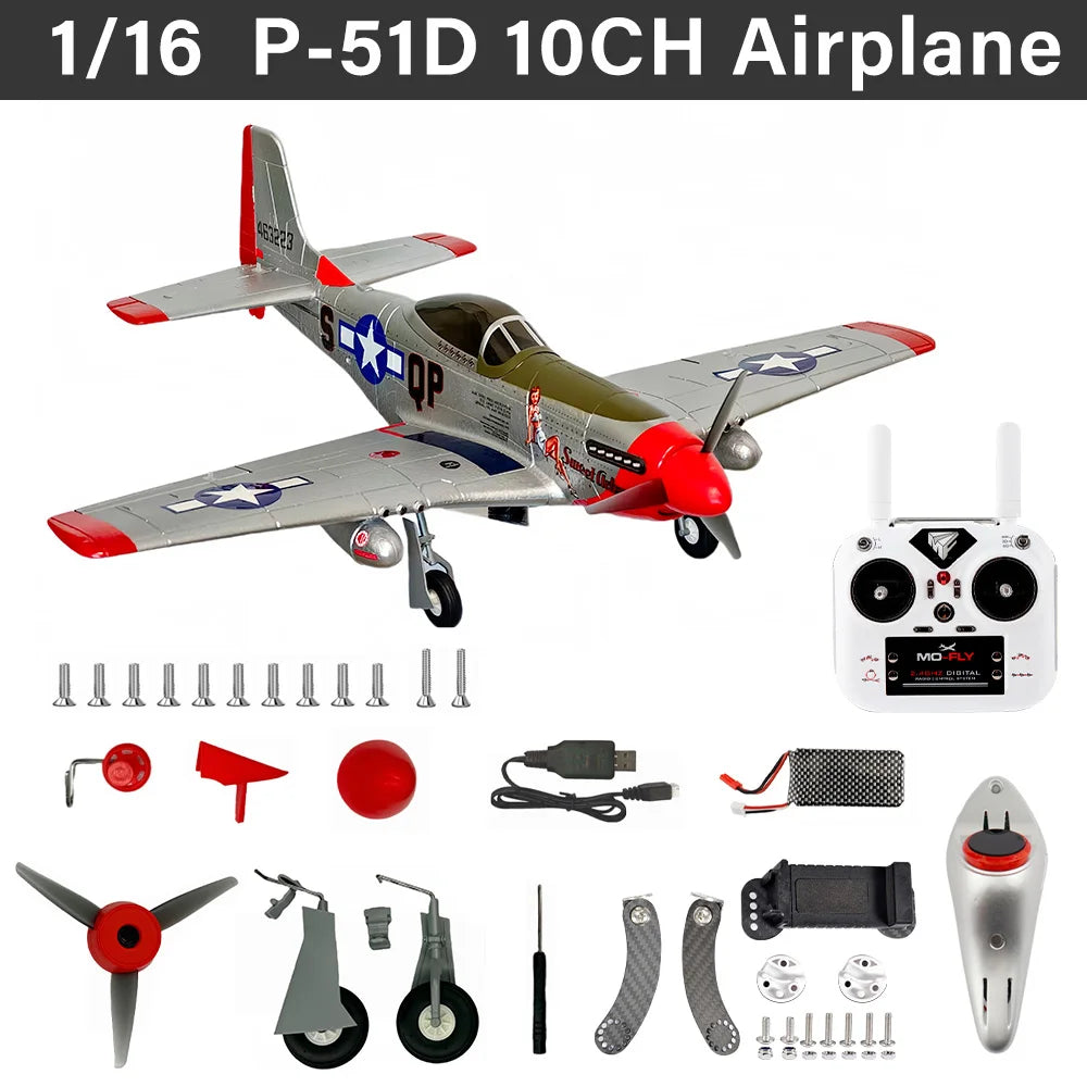 1 10 Channel Brushless RC Plane | HD Camera | 6-Axis Gyro | P51D Model