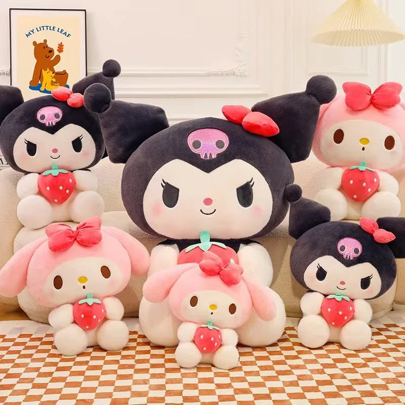 Strawberry Kuromi Plush Pillow Toy - Soft Stuffed Animal Doll for Girls