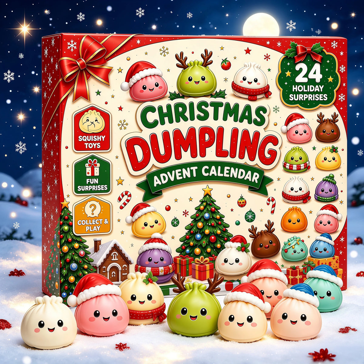 Christmas Squishy Advent Calendar | 24 Days Mystery Gift | Slow Rebound Dumpling
