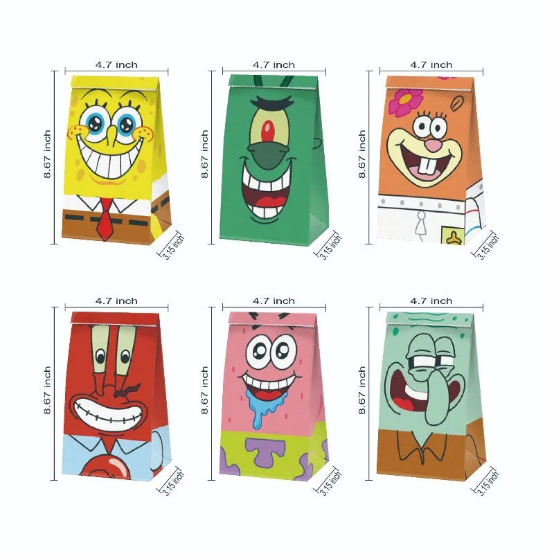 Spongebob Party Bags | Paper Treat Design | Carry Handle | Kids Birthday