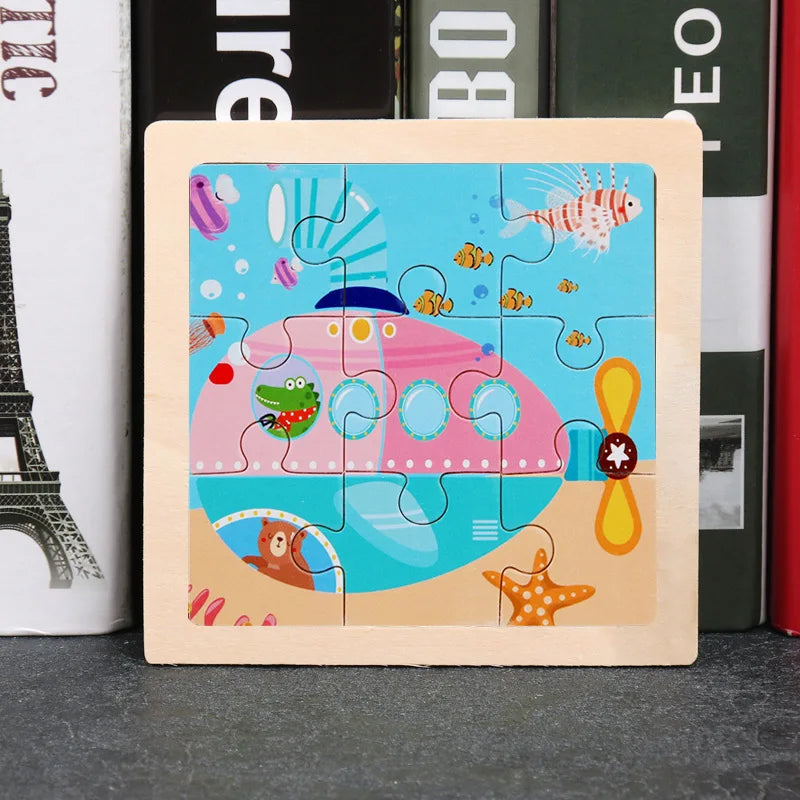Wooden Jigsaw Puzzle | 11x11 cm | 3D Puzzle | Animal Cartoon Theme