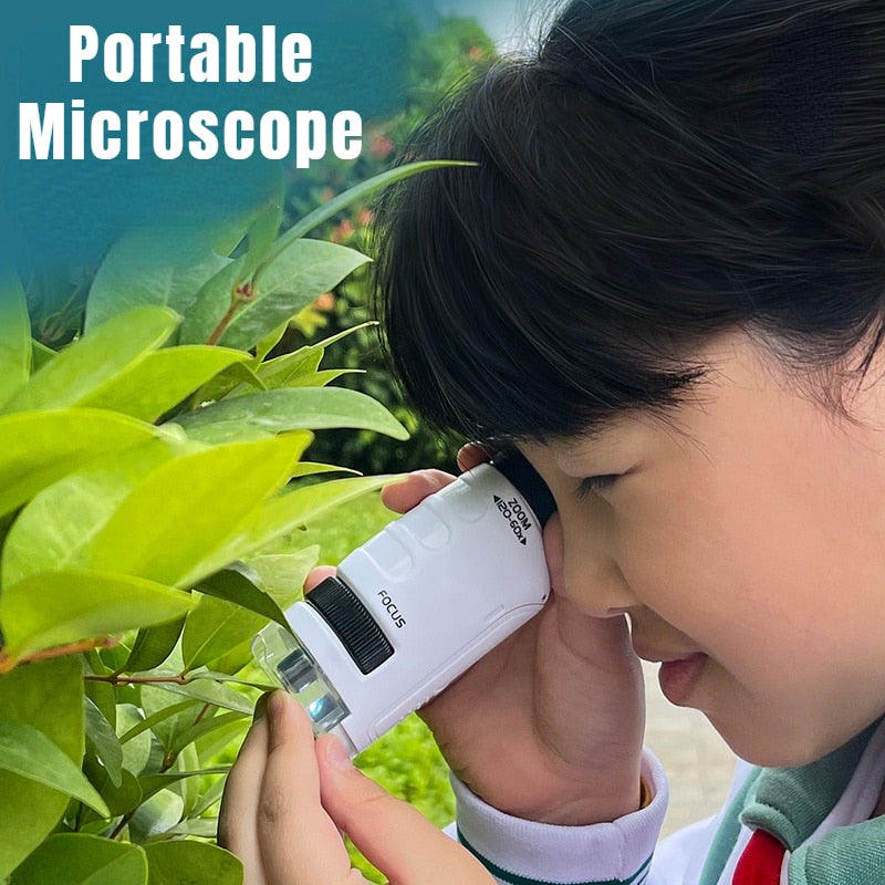 STEM Kids Portable Microscope Educational Science Kit with LED Light 60X-120X Magnification - ToylandEU