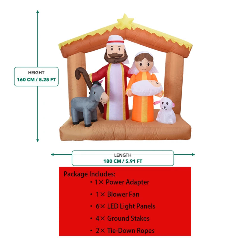 Inflatable Nativity Scene | 6 Ft Led | Outdoor Holiday Decor