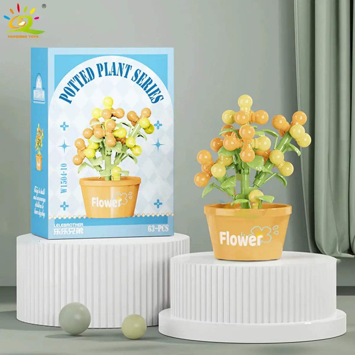 HUIQIBAO MOC Flower Succulent Potted Model Building Block DIY Eternal Bouquet Home Desk Plant Decor Brick Girl Gift Children Toy - ToylandEU