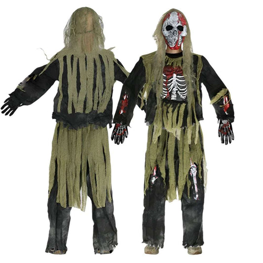 Children's Zombie Skeleton Costume for Halloween and Carnival Parties - Living Dead Swamp Monster Outfit