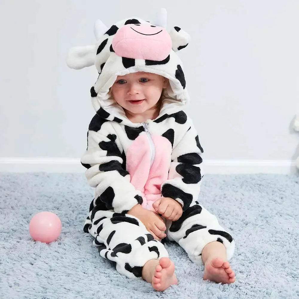 Cozy Baby Rompers Hooded Winter Flannel Zippered Design Unisex For 1 To 3 Years Old - ToylandEU