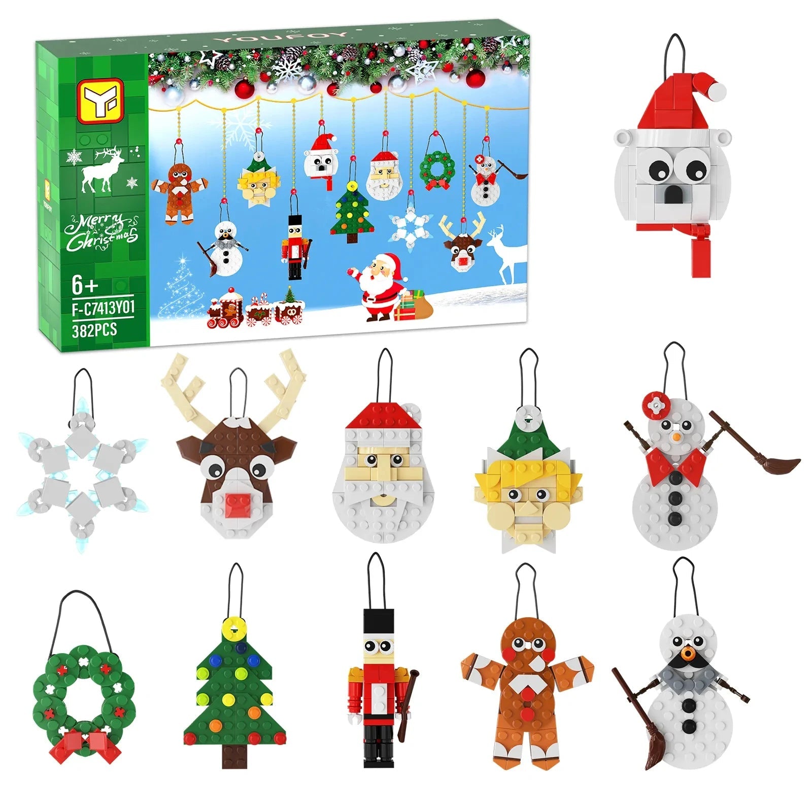 Festive Christmas Building Blocks Pendant Set - ToylandEU