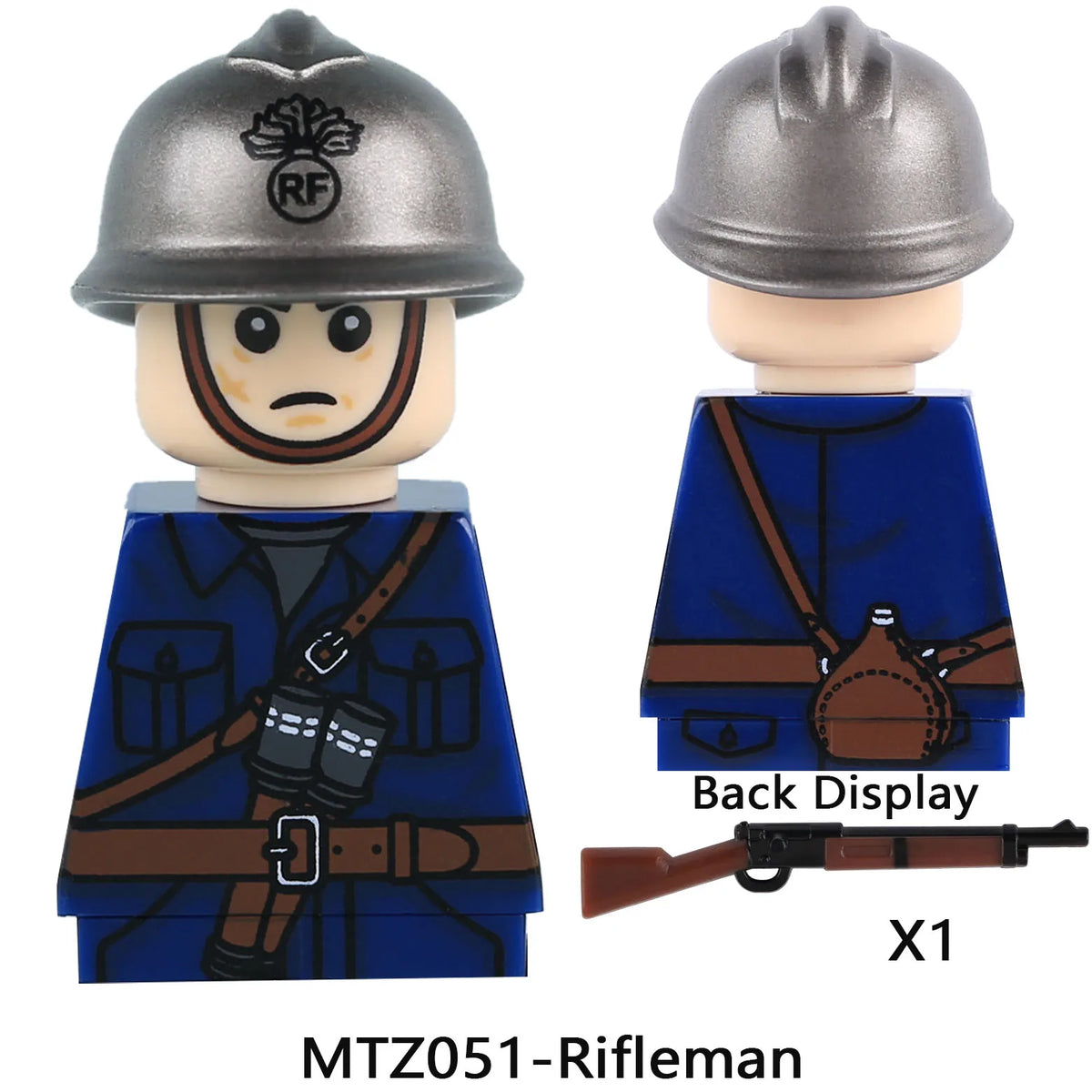 French Infantry Brick Set | WW2 Military Gear | Armor And Gun Kit | Kids Gift