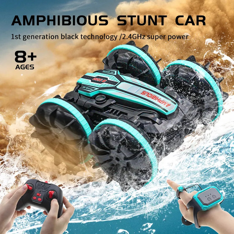 Amphibious RC Car Remote Control Stunt Car Vehicle Double-sided Flip - ToylandEU