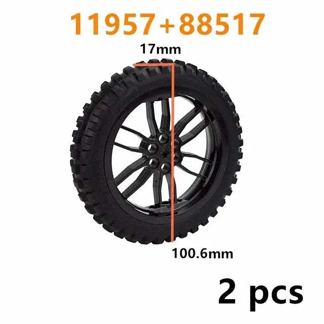 MOC Technical Tire Wheel Cross Hole Set Motorcycle Car Truck Wheels 44309 92402 32019 54120 11957 Construction Building Block - ToylandEU