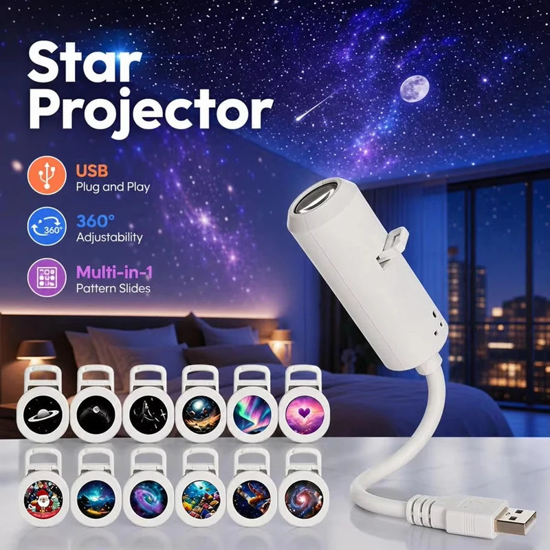 Galaxy Night Light | USB Powered | Heart Shape | Wall Projection