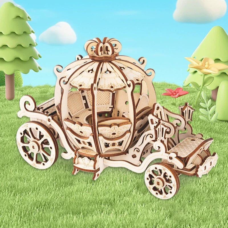 3D Wooden Puzzle | Pumpkin Carriage Model | DIY Assembly Kit | Ages 14 and Up