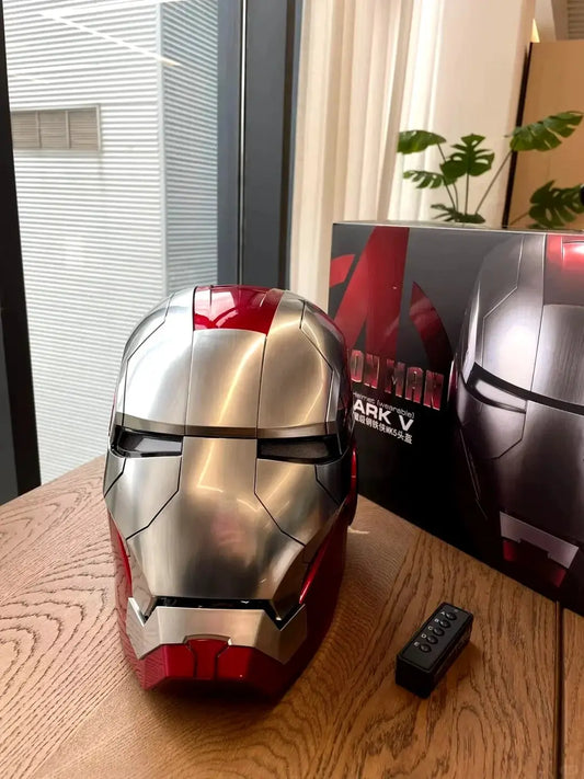 Iron Man 1:1 Helmet Mk5 Mk50 Avengers War Machine Cosplay Electric Open Close English Voice Remote Control Toys Christmas Gifts - ToylandEU
