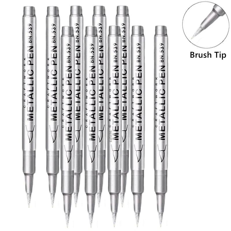 Metallic Paint Pens | Brush Tip Nib | Non Erasable Ink | 1 To 50 Pack