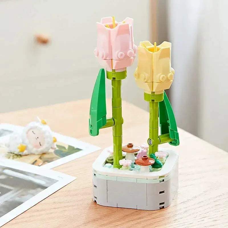 Tulip Bouquet Building Block 3D Model Decor Toy Gift - ToylandEU