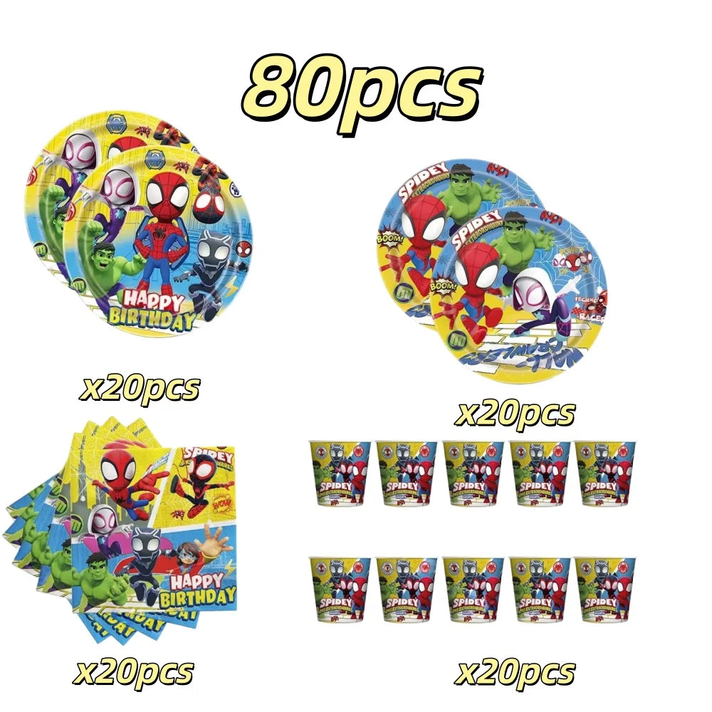Spider Hero Tableware Kit | Birthday Party Supplies | Plates Cups Tablecloth