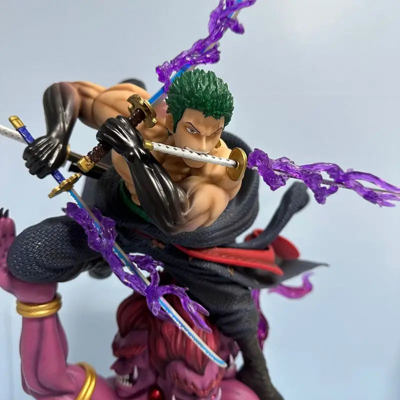 One Piece Zoro GK Statue | Dual Replaceable Heads | Glow PVC Base | 14+ Adult