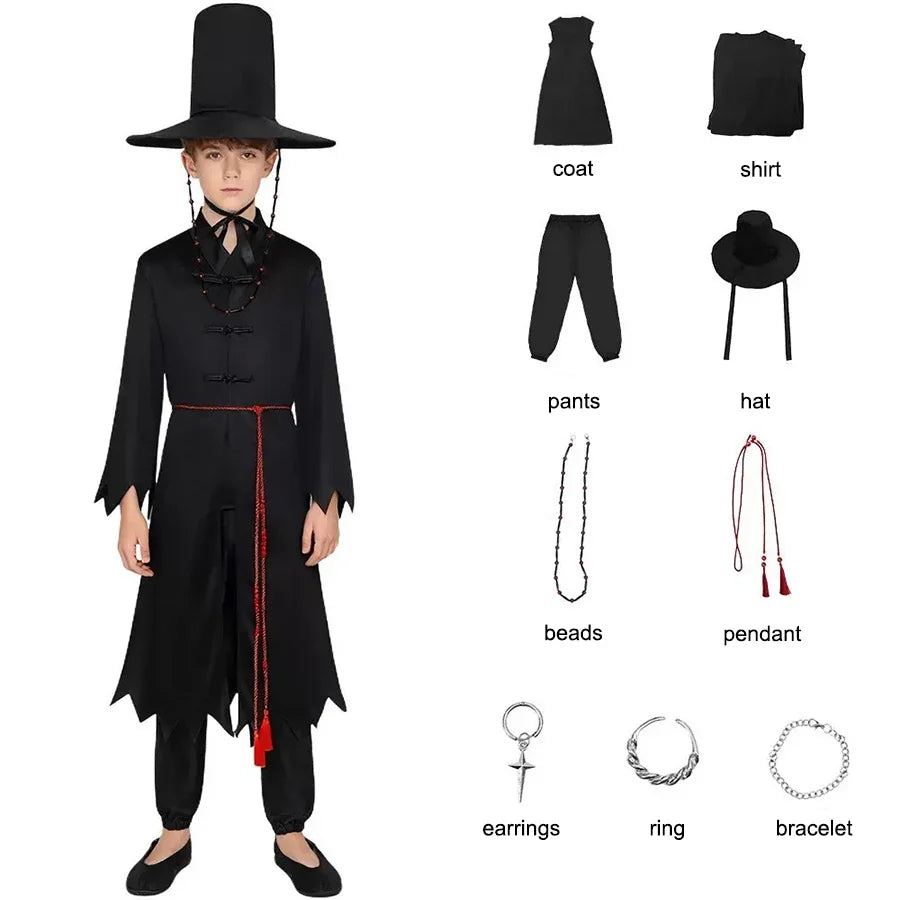 Cosplay Costume | Polyester Kimono Set | Unisex Halloween Outfit | Kids Adults