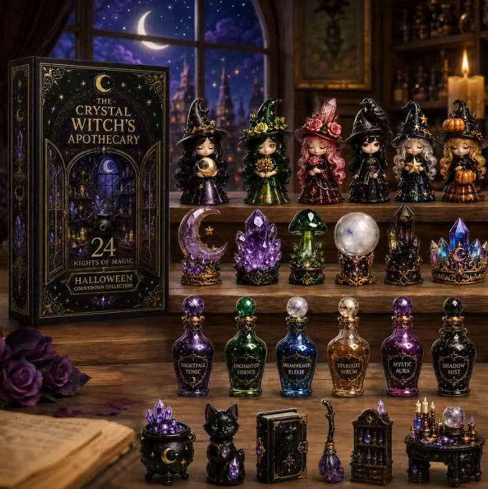 Advent Calendar | 24 Day Crystal Witch Theme | 2D Acrylic Blind Box Ornaments | Fantasy Home Decor