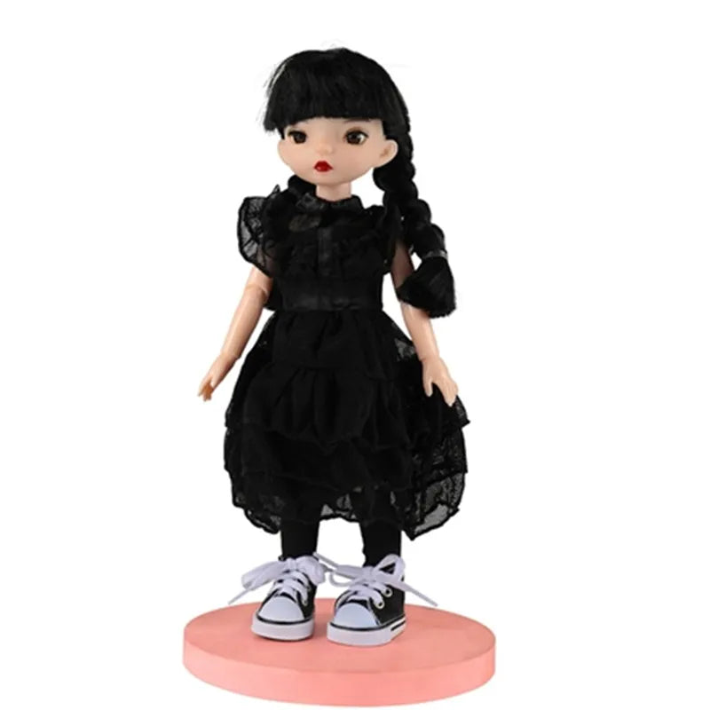 Wednesday Adams Girl Doll with Movable Joints and Dress-Up Accessories - ToylandEU