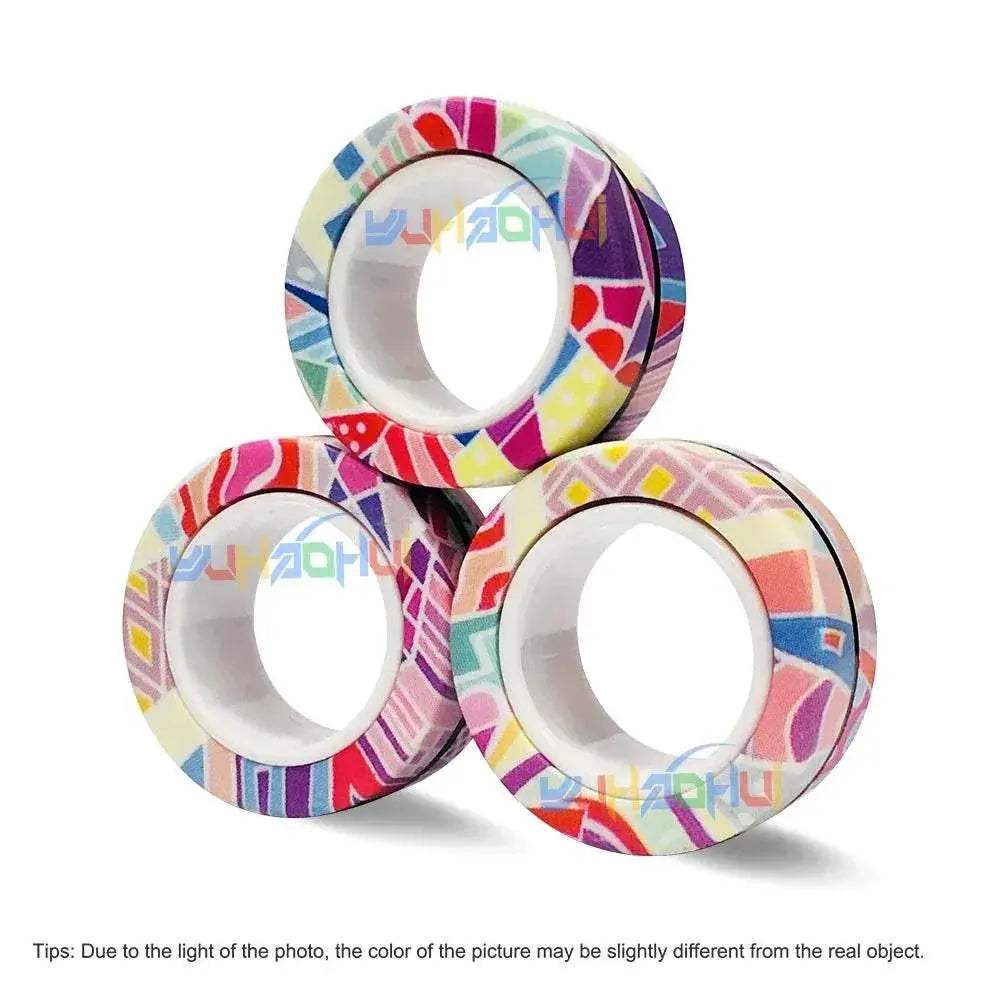 3PCS Fingertip Magnetic Rings Colorful Relief Fidget Toys Set for Adult Magnet Spinner - ToylandEU