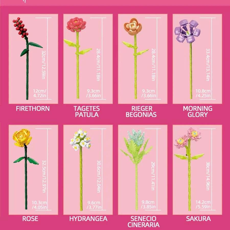 Flower Bouquet Building Blocks Eternal Flower Rose Sunflower Set - ToylandEU