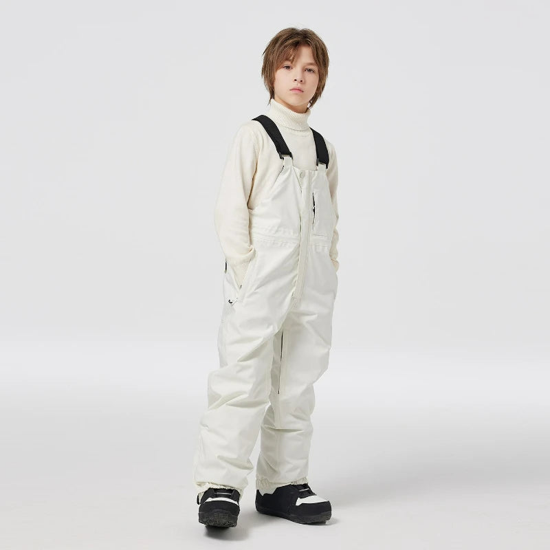 Kids Ski Bib Pants | Waterproof Windproof | Thickened Warm Lining | Youth