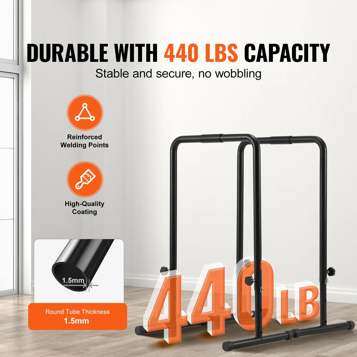 SucceBuy Dip Bar Stand Heavy Duty 440 Lb Adjustable Height