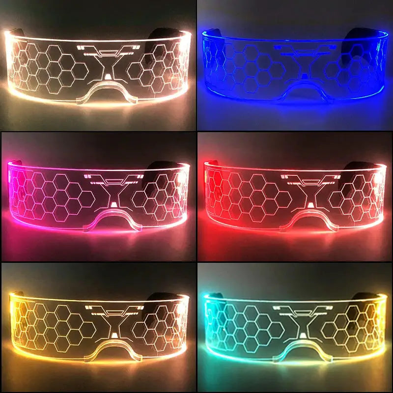 Acrylic LED Luminous Glasses Glow Party Glasses Neon Light Up Visor Eyeglasses DJ Bar Party Eyewear For Halloween Christmas - ToylandEU